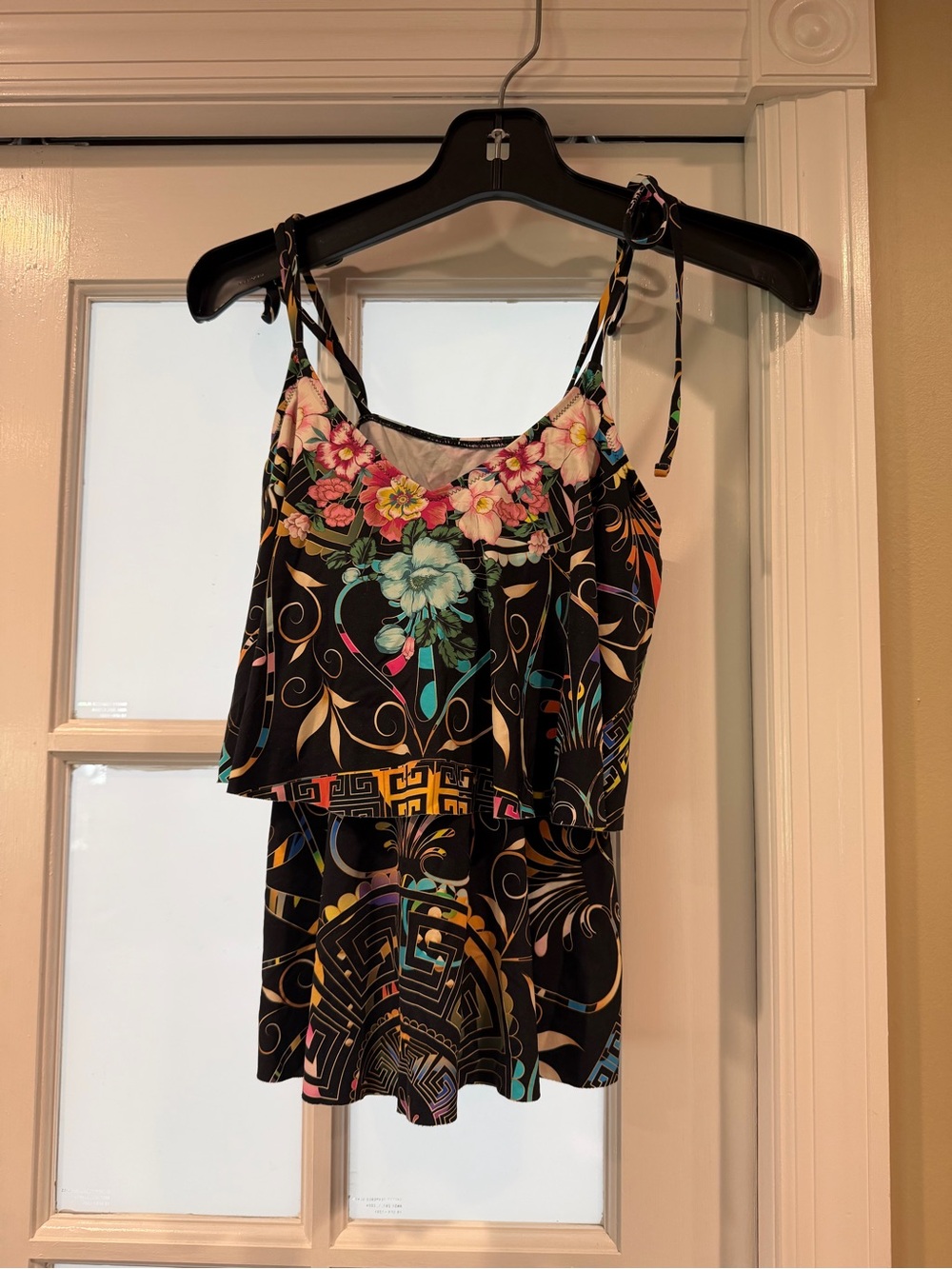Johnny Was Peace Floral Ruffle Tie Tankini Set - top size L bottom size XL